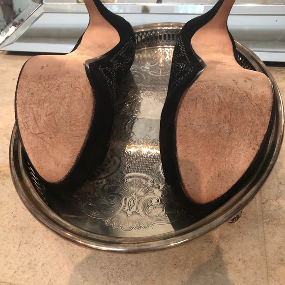 Antonio Melani Black Suede Open Toe Pumps - Picture 4 of 4